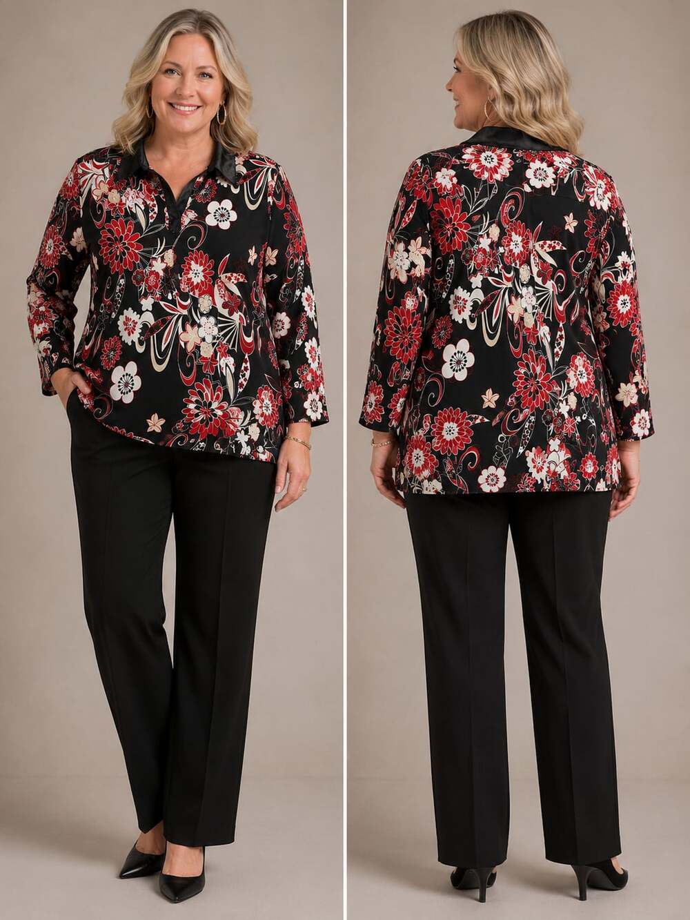 Giorgio Fiorini Collection Women's Floral Print Long Sleeve Split Neck Blouse
M6